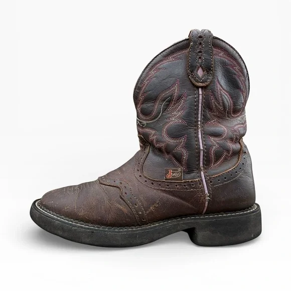 Justin Gypsy Women's Western Boot Brown Leather Cowgirl Cowboy Boots size 8 - Picture 8 of 14